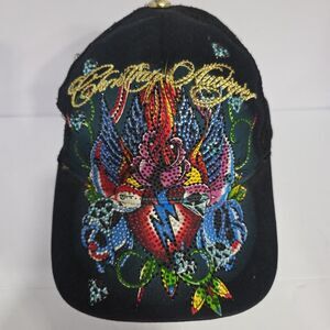 Y2K Christian Audigier Vintage Trucker Hat Ed Hardy Snapback Rhinestones $495